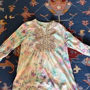 Soft Surroundings Embroidered Tie Dye Top